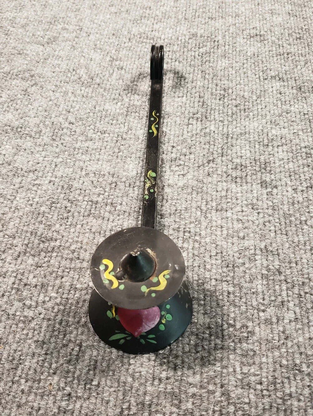 Vintage Long Handled Candle Snuffer Painted Metal Cone Heart Design